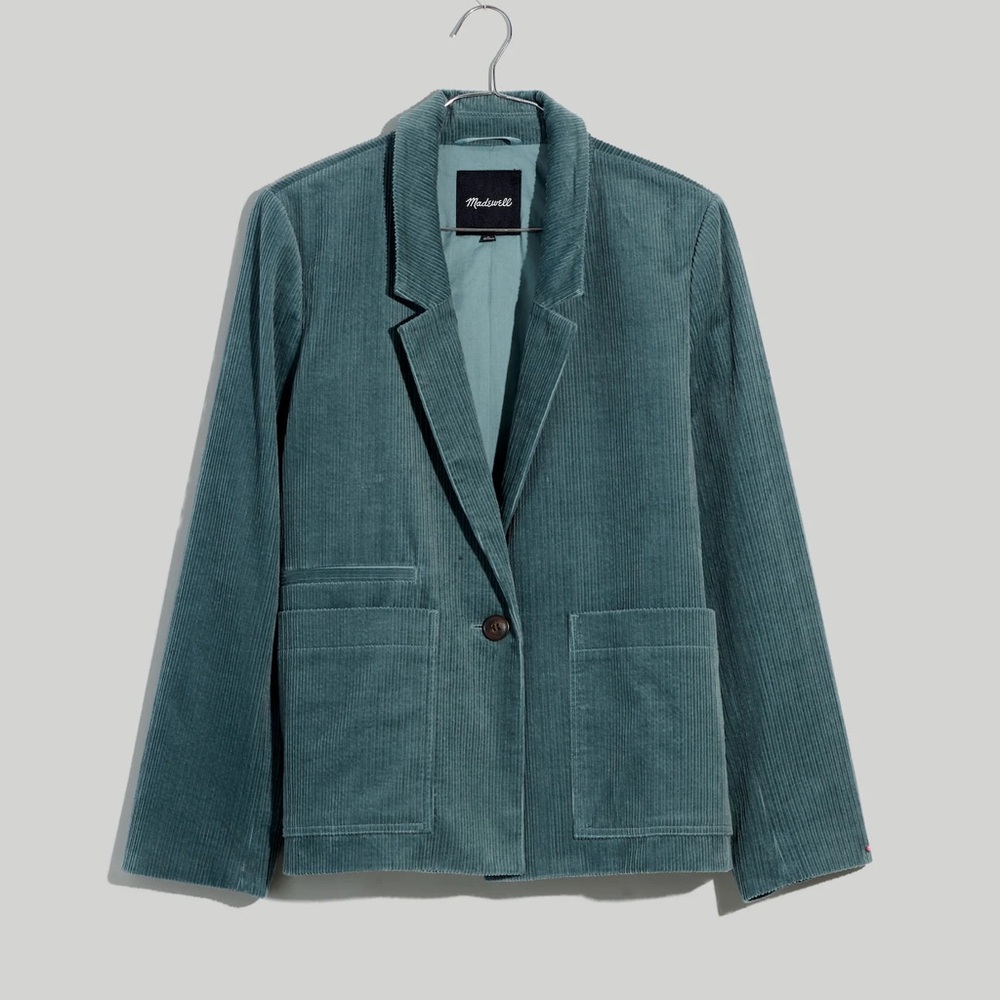 Madewell XL corduroy crop Dorset blazer in faded shale color